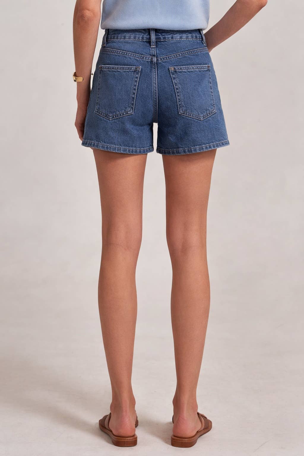 Denim Shorts Mid Rise Wide Leg With Scalloped Front Seam Detail Modest Fashion - The Sensory