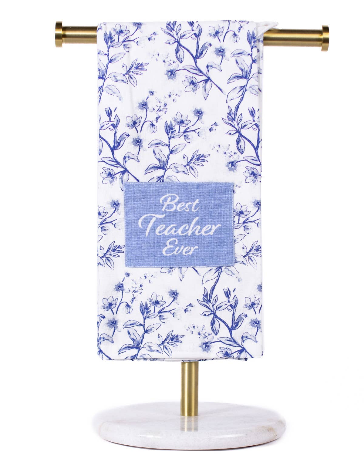 Best Teacher Ever hand towel in white and blue - The Sensory