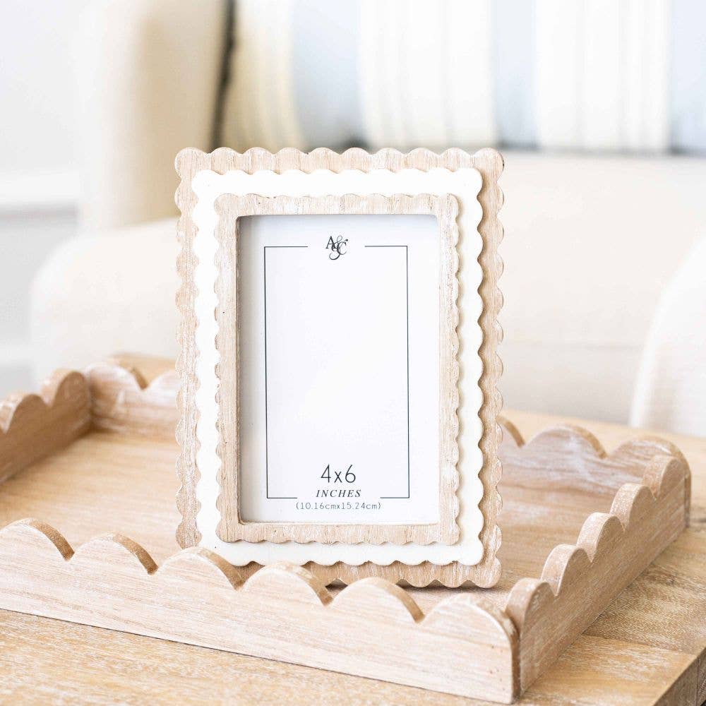 Wood Scalloped Photo Frame 6x8 Holds 4x6 Memories With Extra Charm