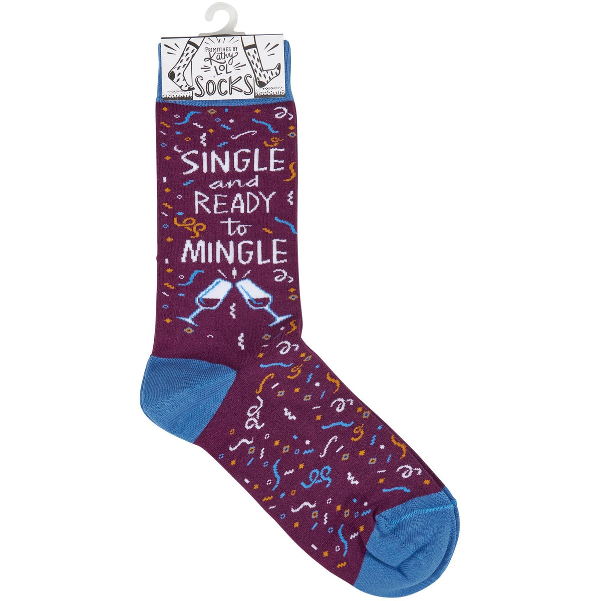 Socks Ready To Mingle Colorful Drink Design With Confetti Cheer Gift For Her - The Sensory