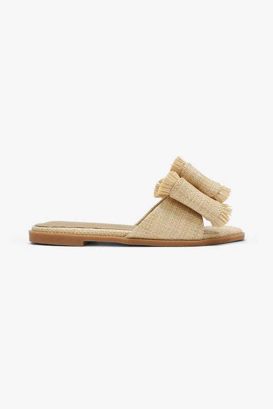 Sandals Raffia Bow Resort Stay Beachy Summer Flat Natural Tone - The Sensory