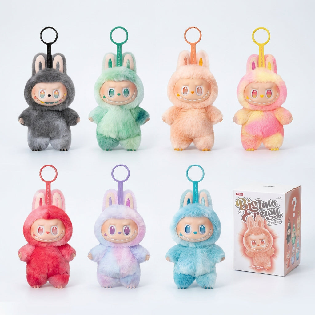 Labubu inspired bag keychain blind boxes, Big Into Energy and Exciting Macarons series