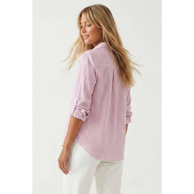 Shirt Striped Button Up Collar - The Sensory