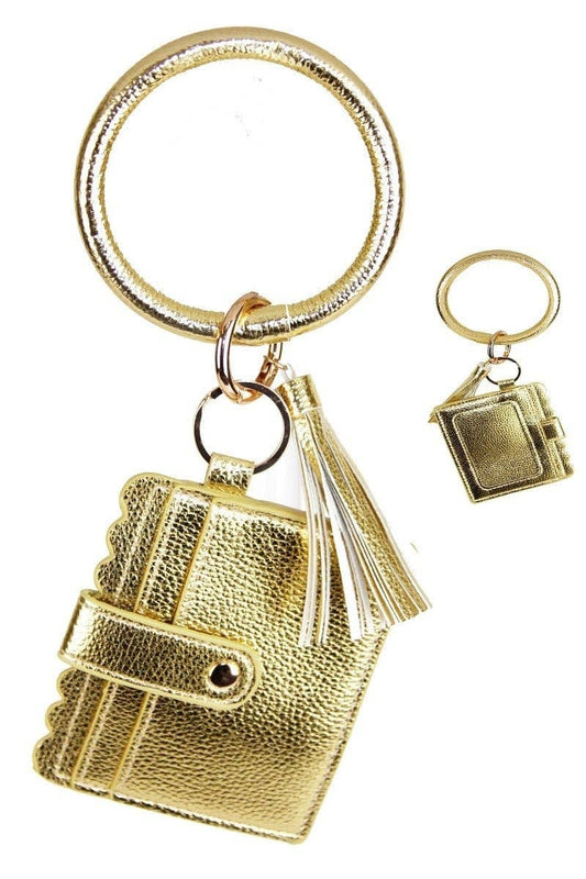 Bangle Keychain Wallet With ID Window In Vegan Leather For Handsfree Chic