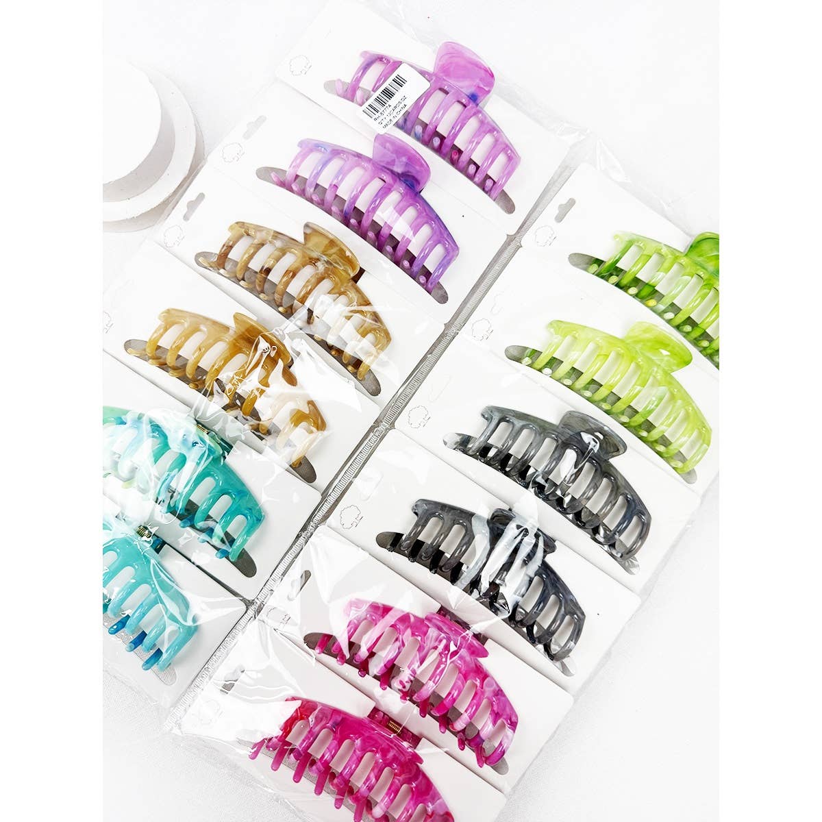 Hair Claw Clip Marbled Round Finish Assorted Colors - The Sensory