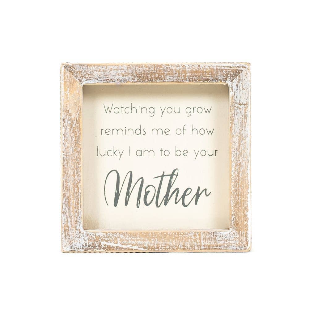 Mother Wood Frame Sign in white and natural - The Sensory