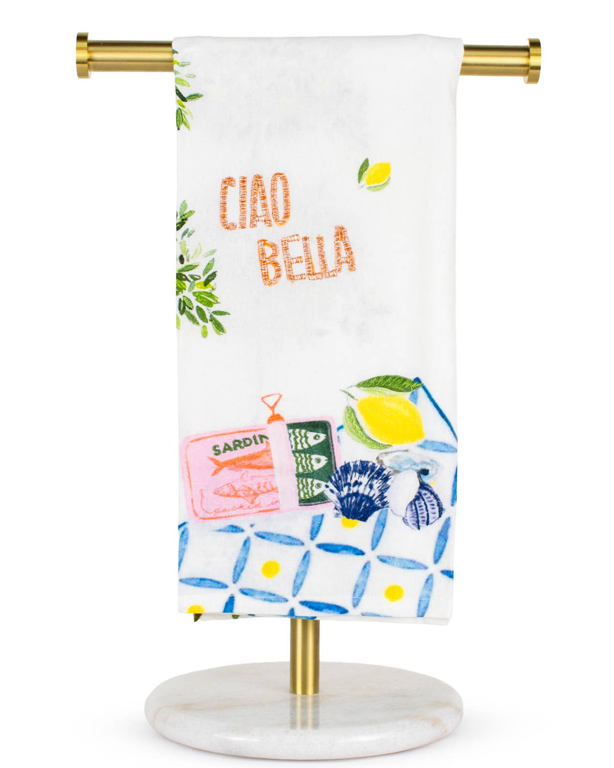Hand Towel Ciao Bella Colorful Pattern Design White And Multicolor Gift For Her - The Sensory