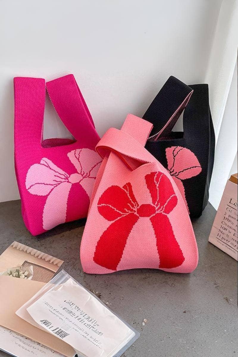 Bow Ribbon Knitted Knot Tote Bag - The Sensory