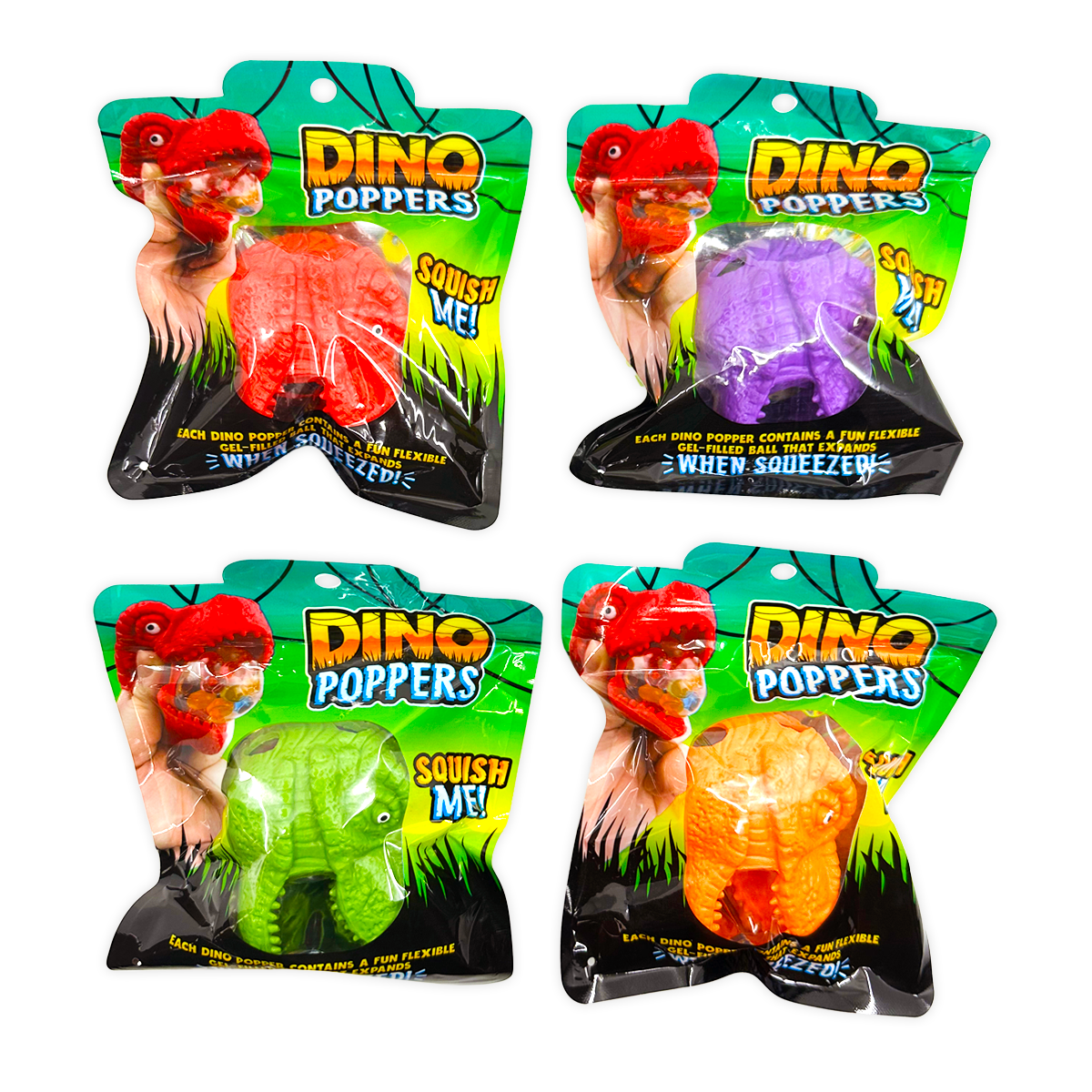 Dino Poppers gel filled squishy fidget dinosaur