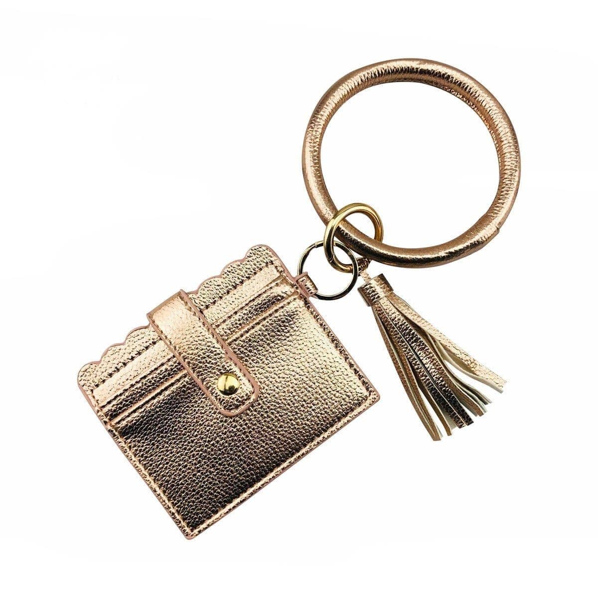 Bangle Keychain Wallet With ID Window In Vegan Leather For Handsfree Chic - The Sensory