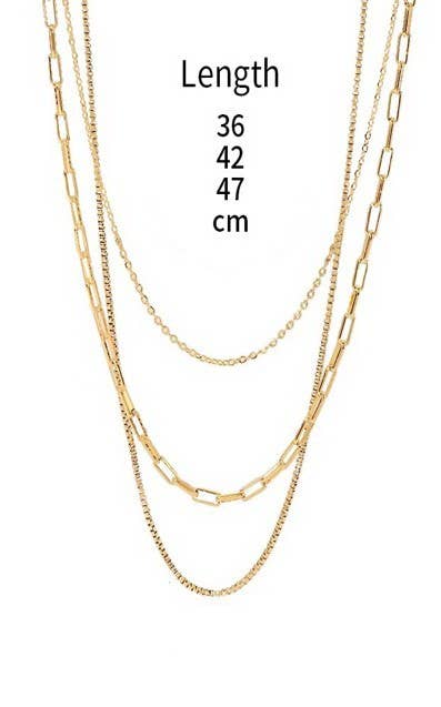 Layered Necklace Tarnish Free 18K Stainless Steel Triple Layer