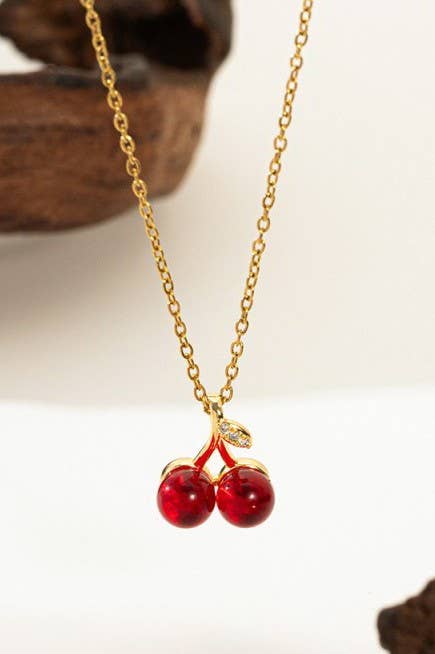 Fruit Pendant Necklace With 18K Gold Finish Stainless Steel Non Tarnish Gifts For Her