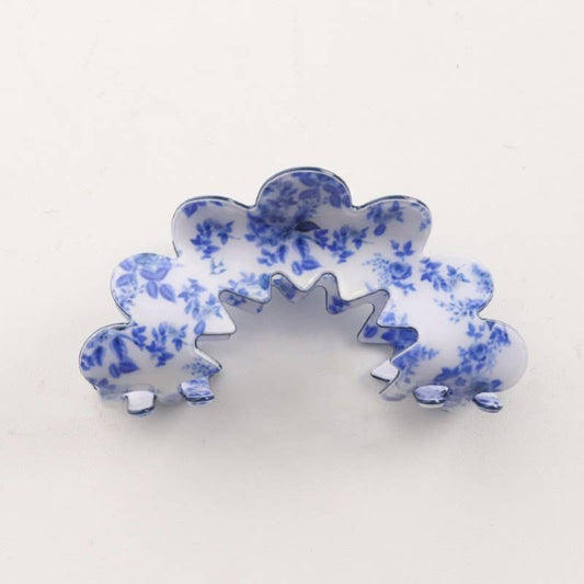 Hair Claw Clips - Vintage Porcelain Style Half Moon Design Faith-Based