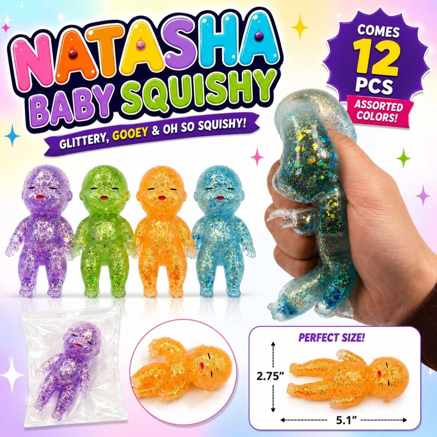 Natasha Baby glitter gooey stretchy squishy, assorted colors