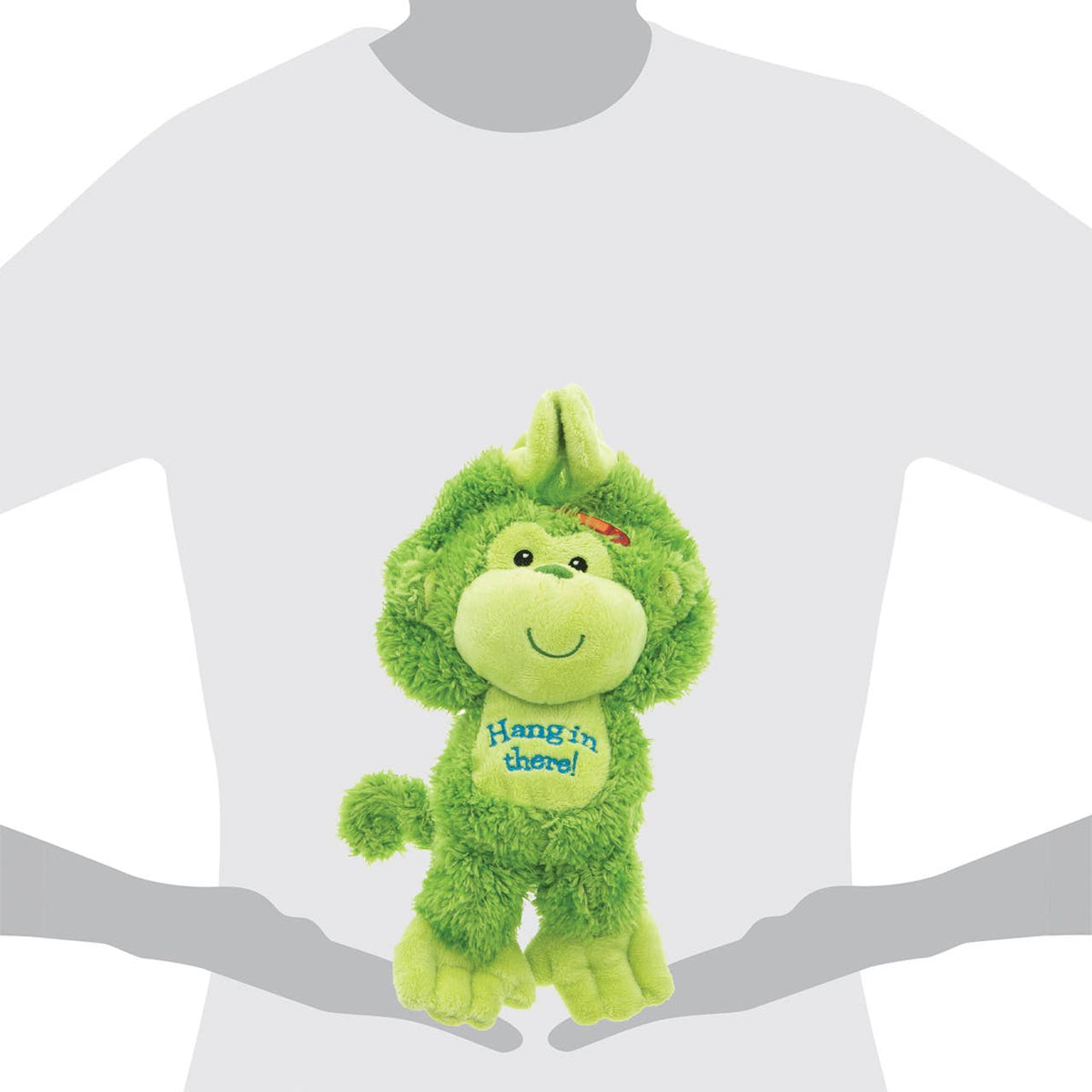 Hang In There monkey plush, alternate view