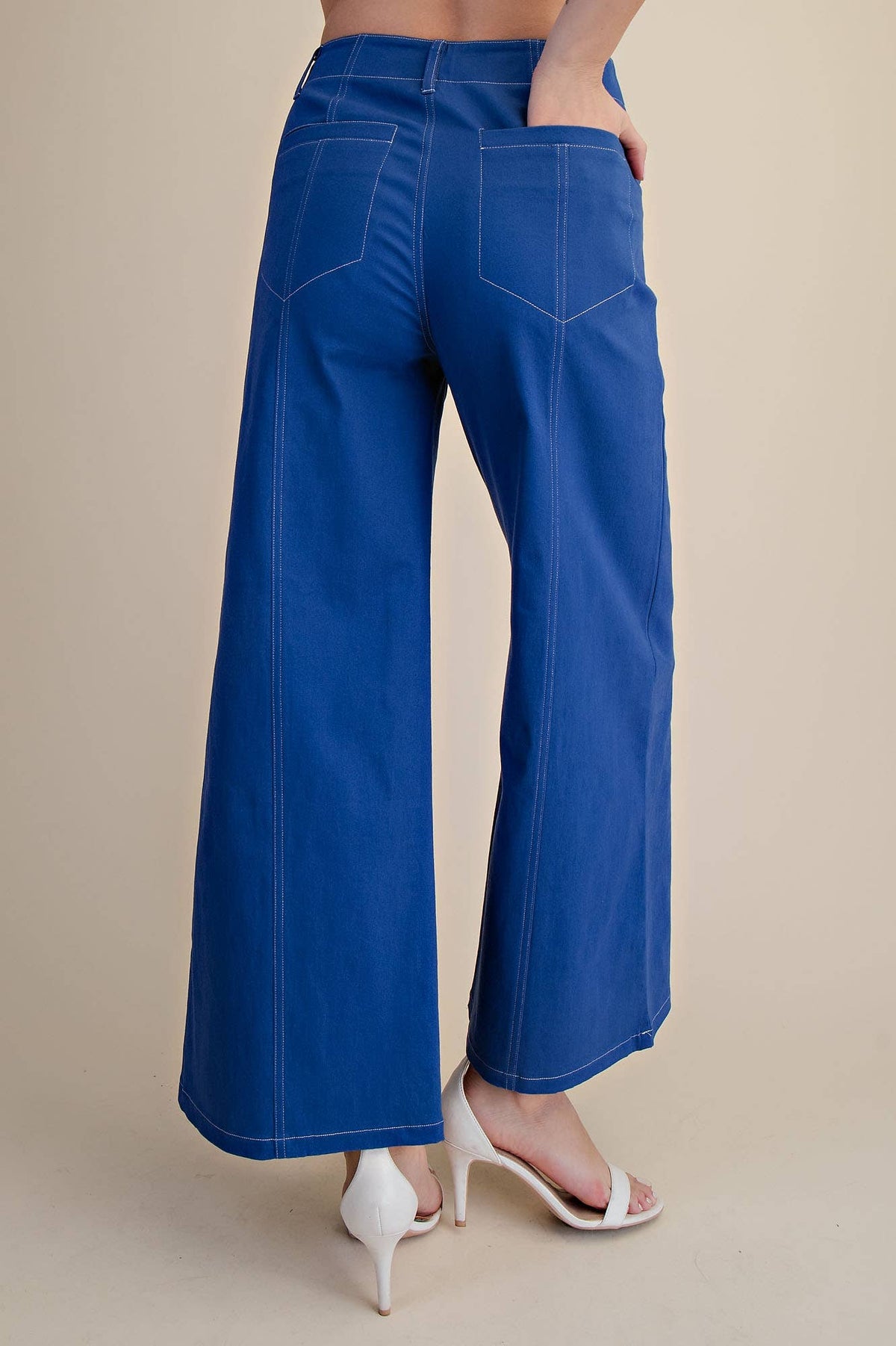High Rise Stitch Seamed Crop Pants with Pockets - The Sensory