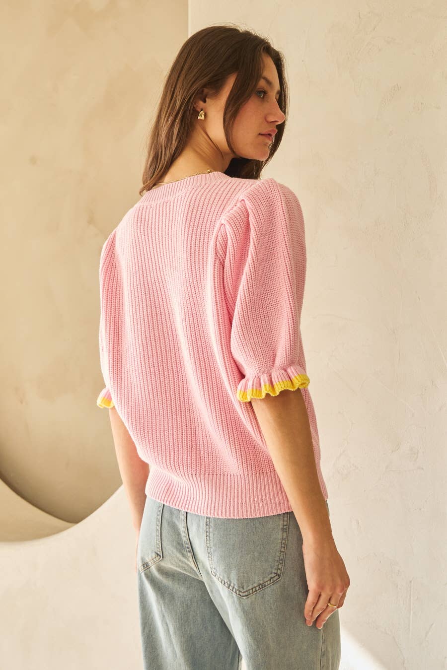 Sweet Lemon Drop Graphic Knit Short Puffy Sleeve Faith Based Modest Fashion - The Sensory