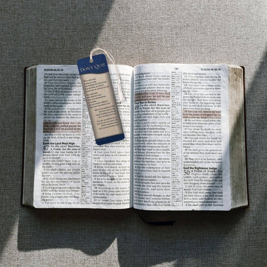 Don't Quit Bookmark With Denim Trim Dont Quit Poem - Faith-Based Gift For Her/Him