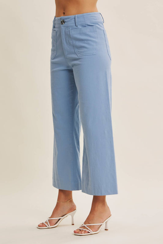 Ankle Pants Modest Seasonless Stretchy Cotton Linen With Pockets Women’s