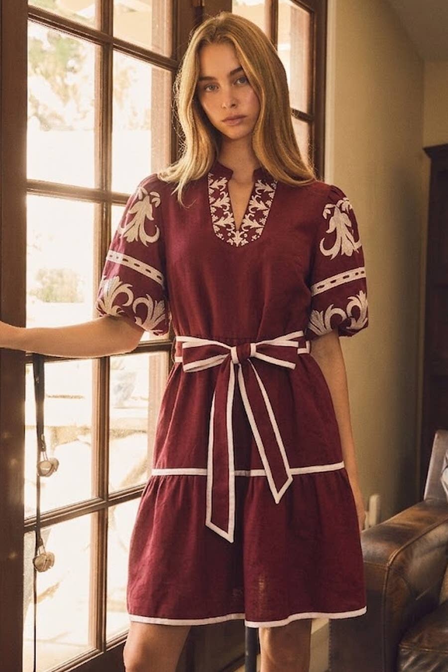 Embroidered Tiered Mini Dress - The Sensory