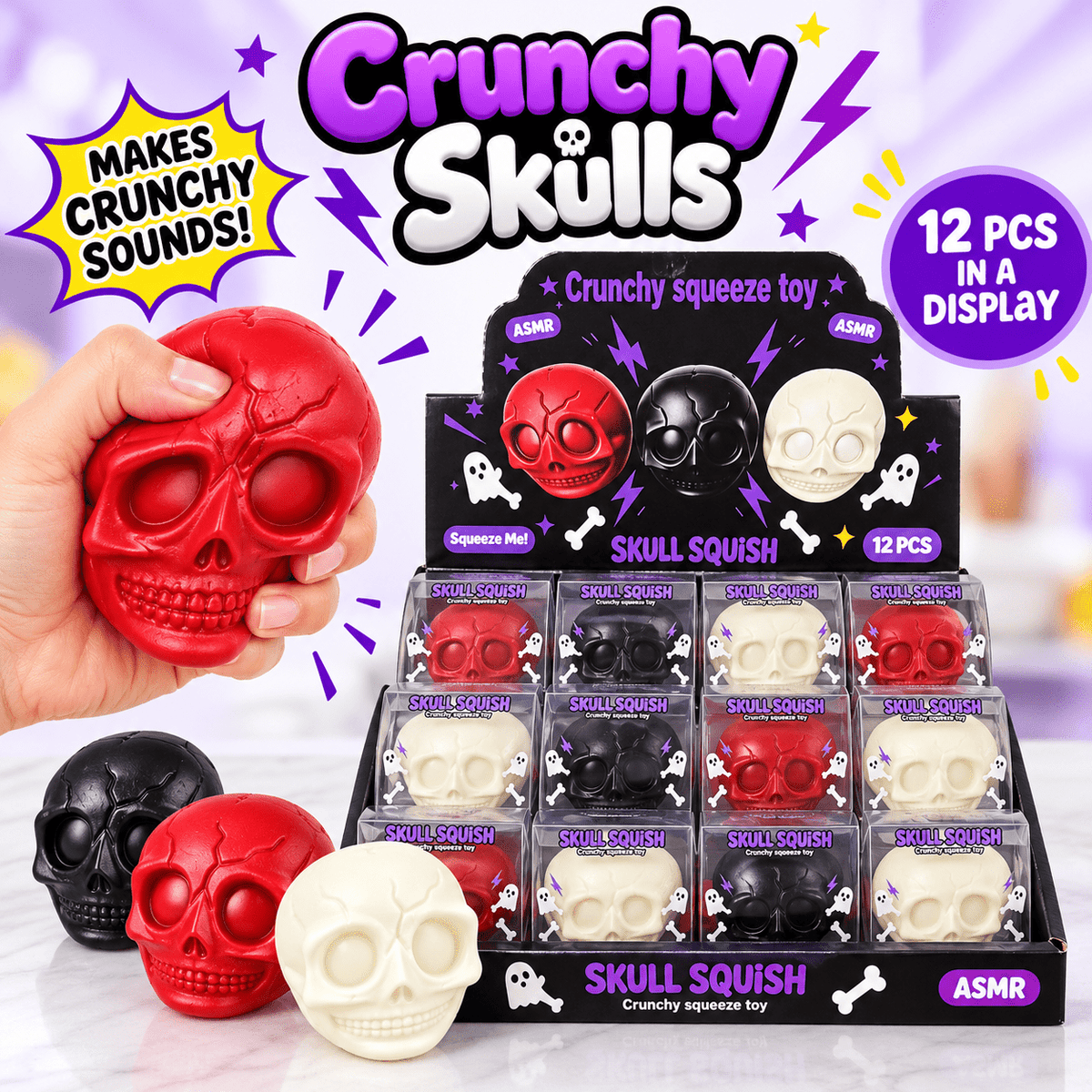 Crunchy Skulls ASMR Squishy (Crunchy Squeeze Toy) - The Sensory