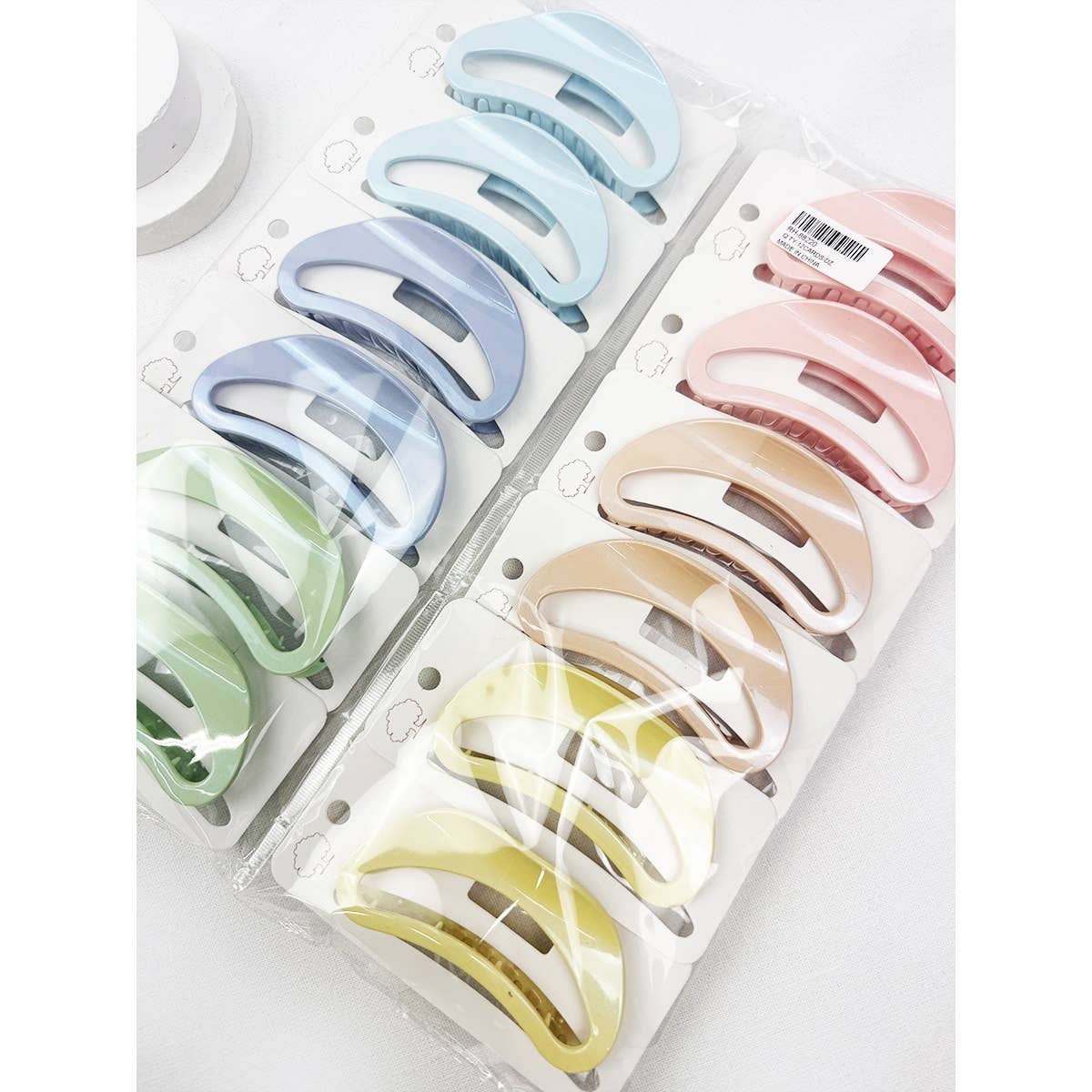 Hair Claw Clip Pearl Colors Half Moon With Double Row Teeth - The Sensory