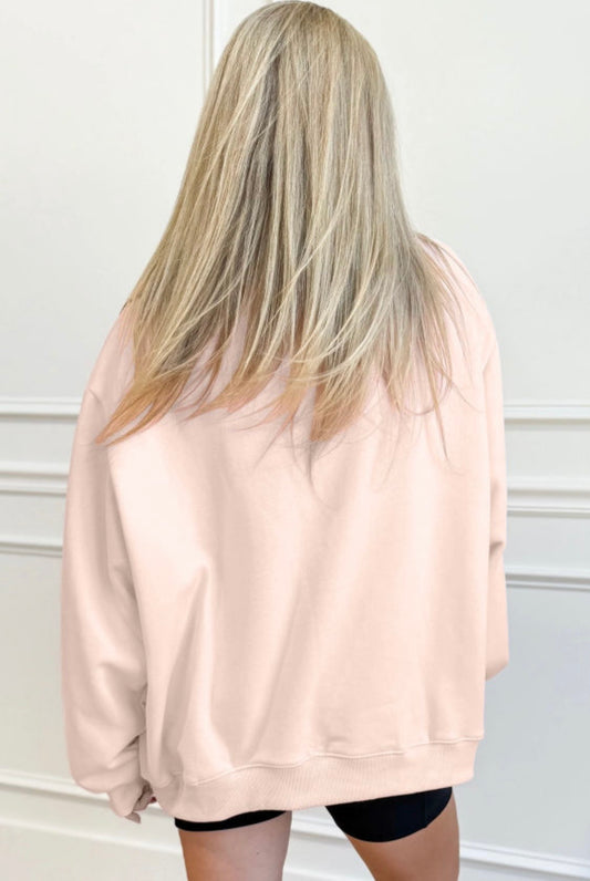Sweatshirt The Sensory Blessed Embroidered Faith Based Crewneck Light Pink