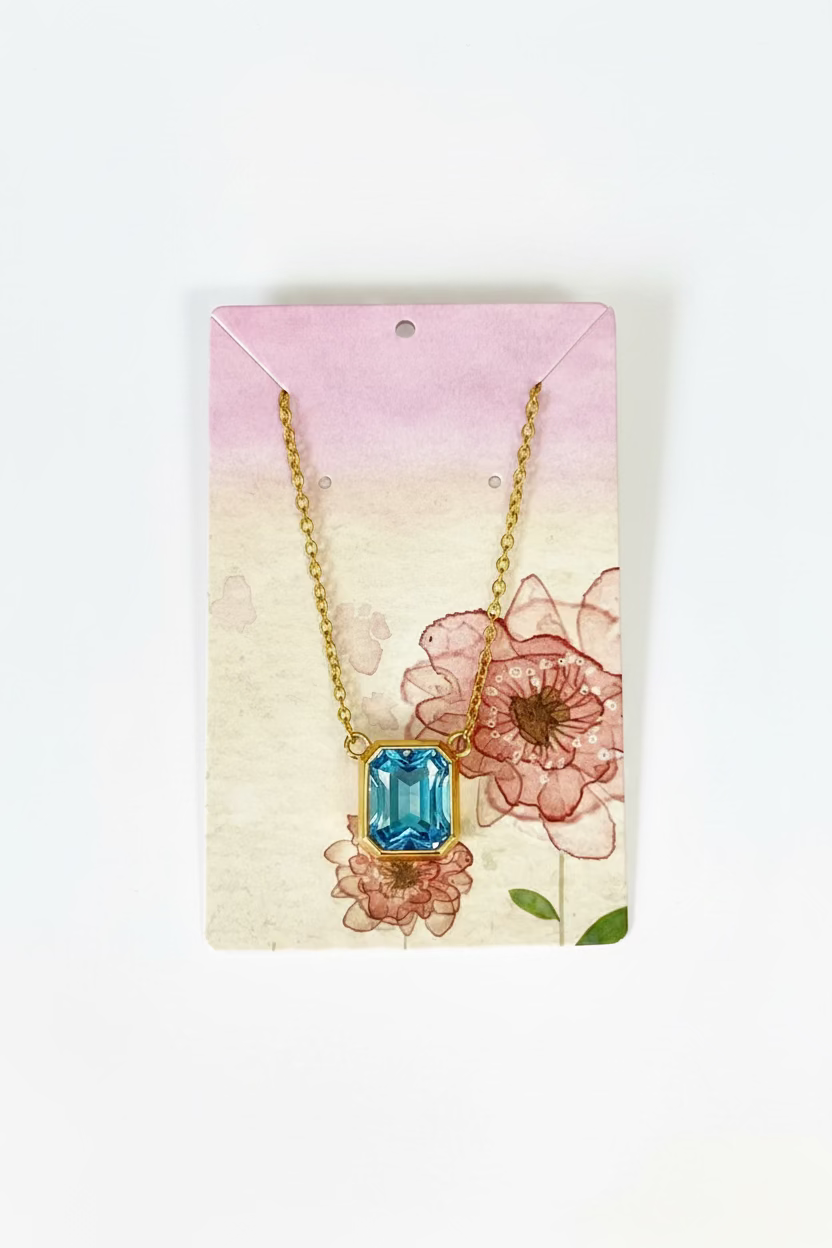 Colorful Blue Gem Pendant Necklace
