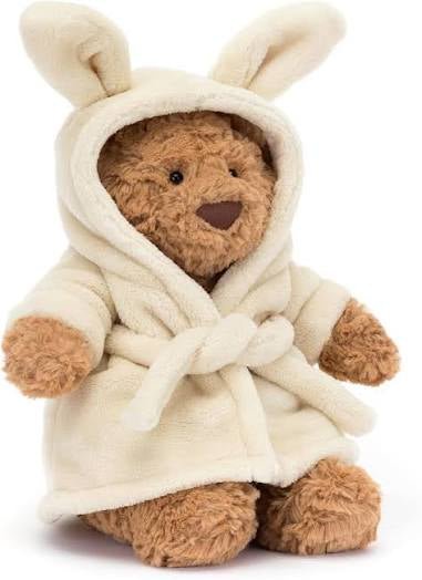 Jellycat-inspired Bartholomew bear plush with keychain clip