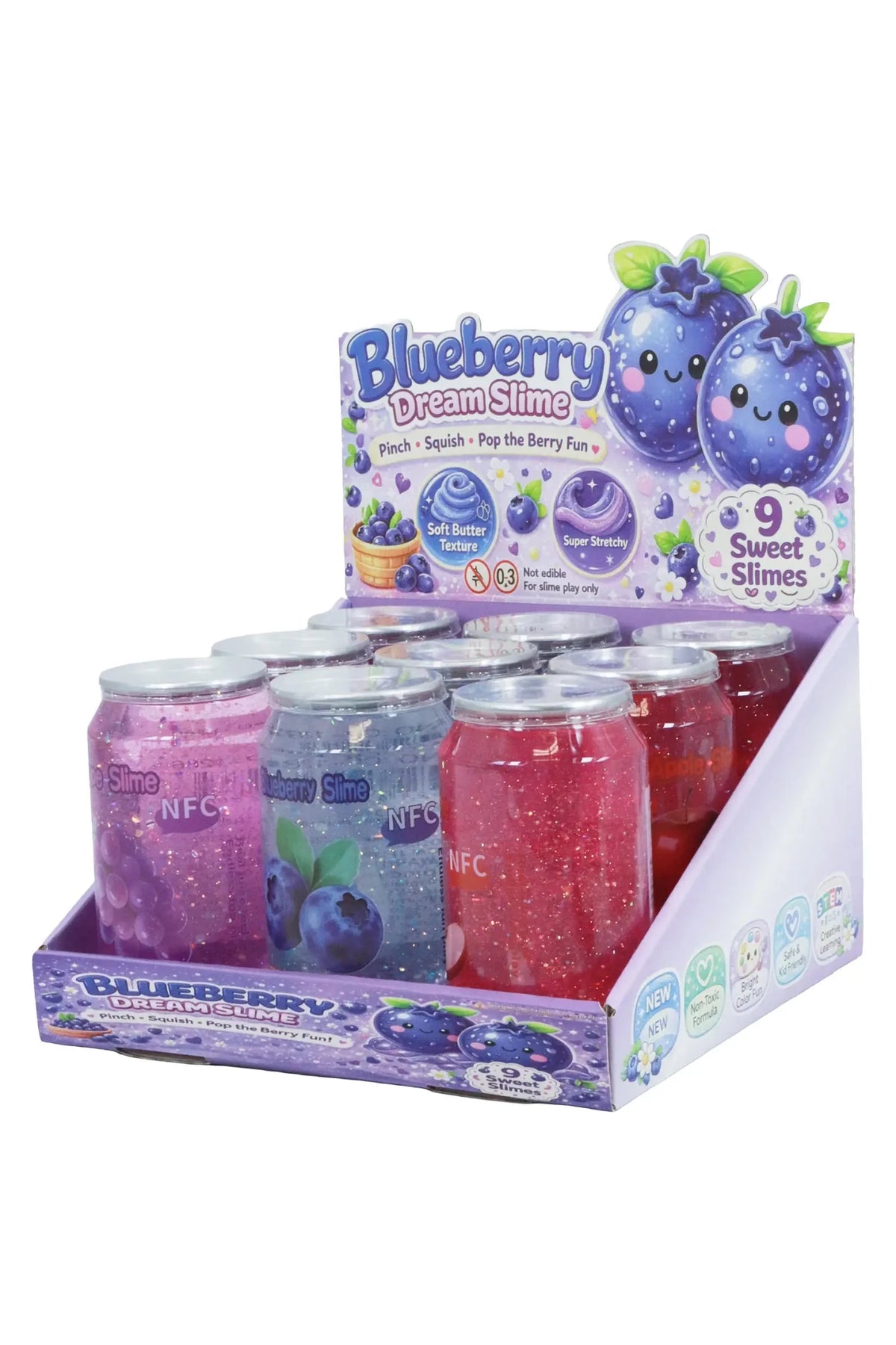 Glitter scented slime containers in assorted fruity scents