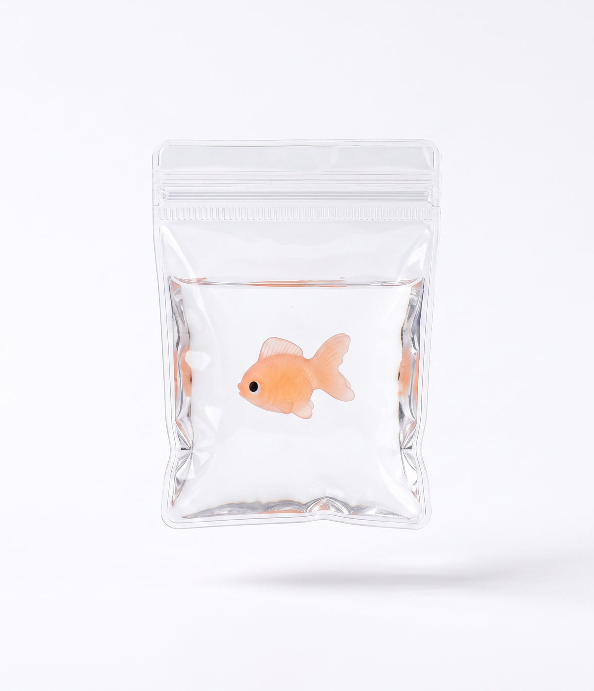 Goldfish in a bag squishy held in hand