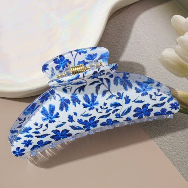 Hair Claw Clips Floral Print Garden Style Large Accessory For Women - The Sensory