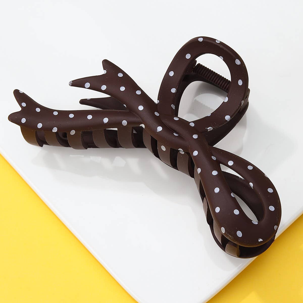 Hair Claw Clip Oversized Polka Dot Bow Glossy Acetate For All Hair Types - The Sensory