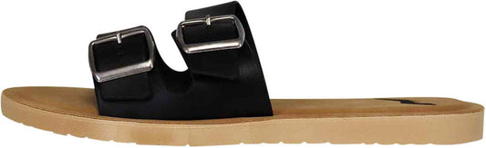 Two Buckle Slide Sandal Modest Fashion Footwear Black For Women’s Boutique - The Sensory