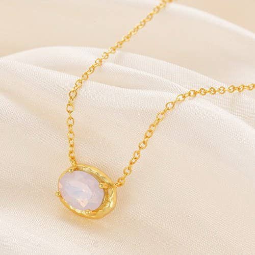 OVAL GEMSTONE CHARM PENDANT NECKLACE | 40NK9661 - The Sensory