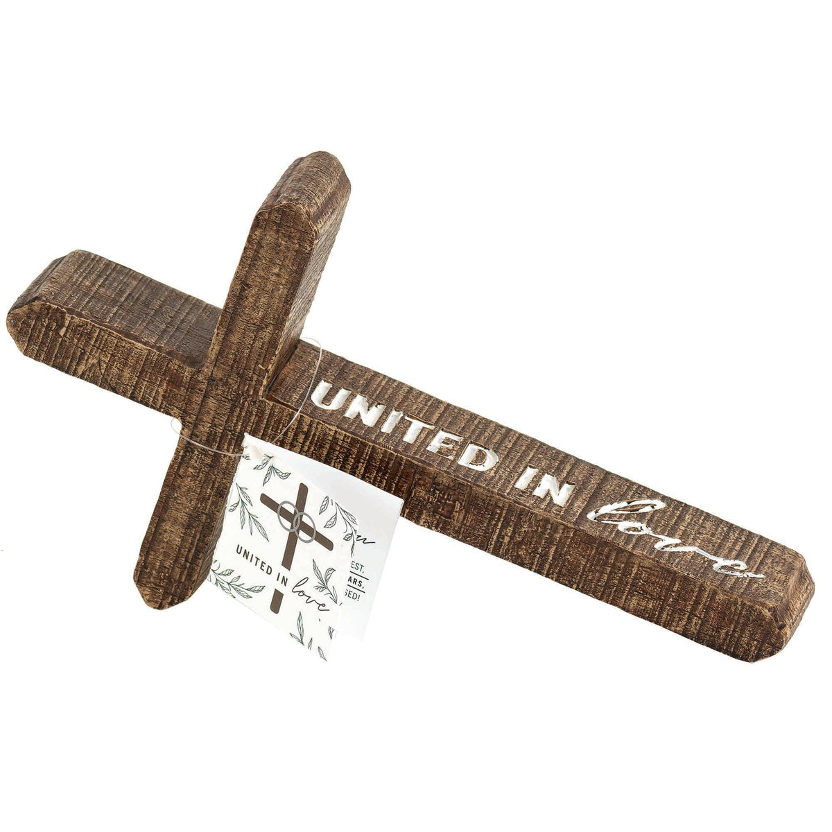 Tabletop Cross Weathered Wood Look United In Love 25th Anniversary Gifts For Her - The Sensory
