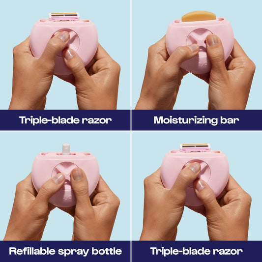 Razor Portable All In One On The Go Pink Travel Accessory For Gentle Care - The Sensory