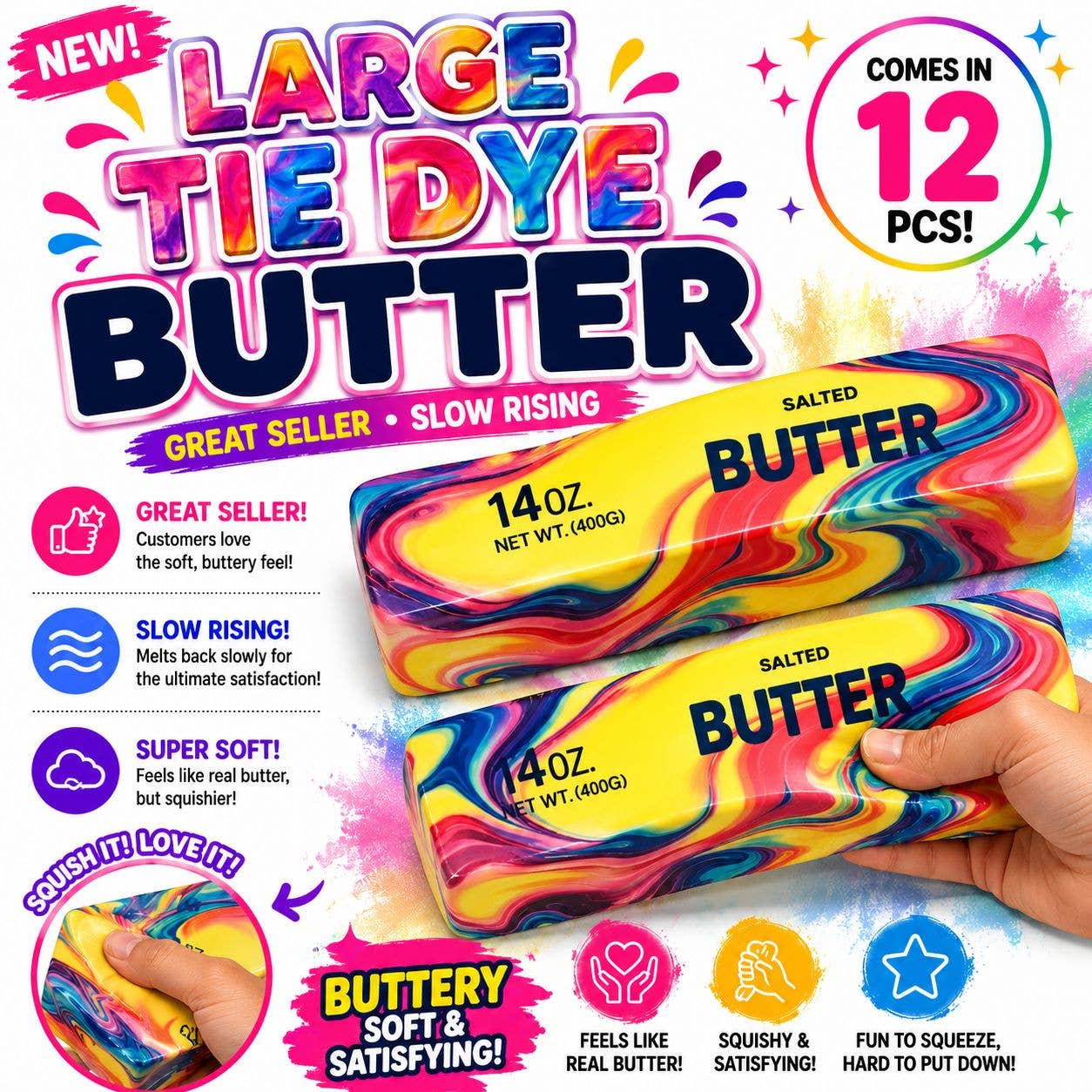 Jumbo Tie-Dye Butter Squishy - The Sensory