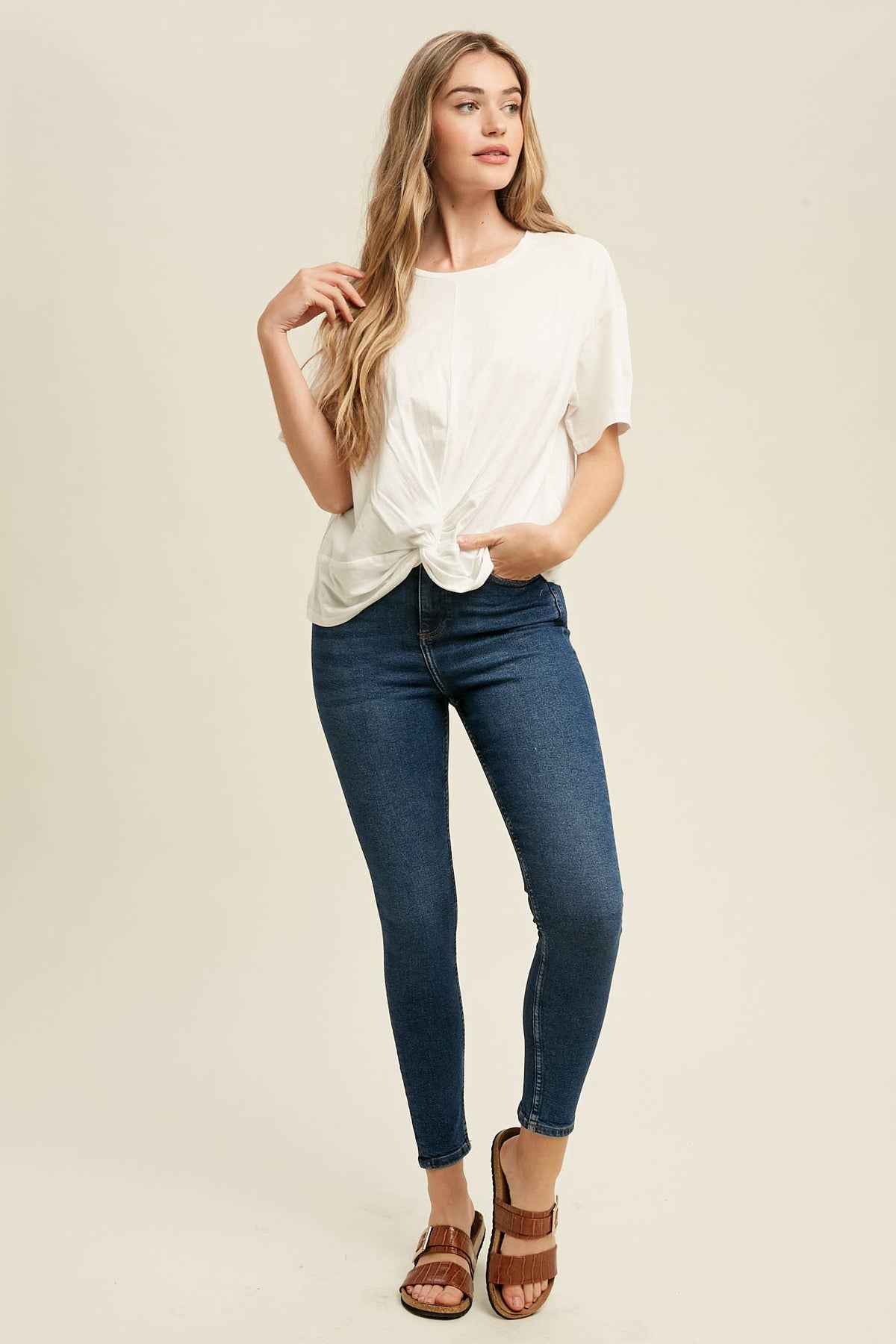 Dressy Twisted Tee Front Relaxed - Soft Cotton Jersey Modest Comfort - The Sensory