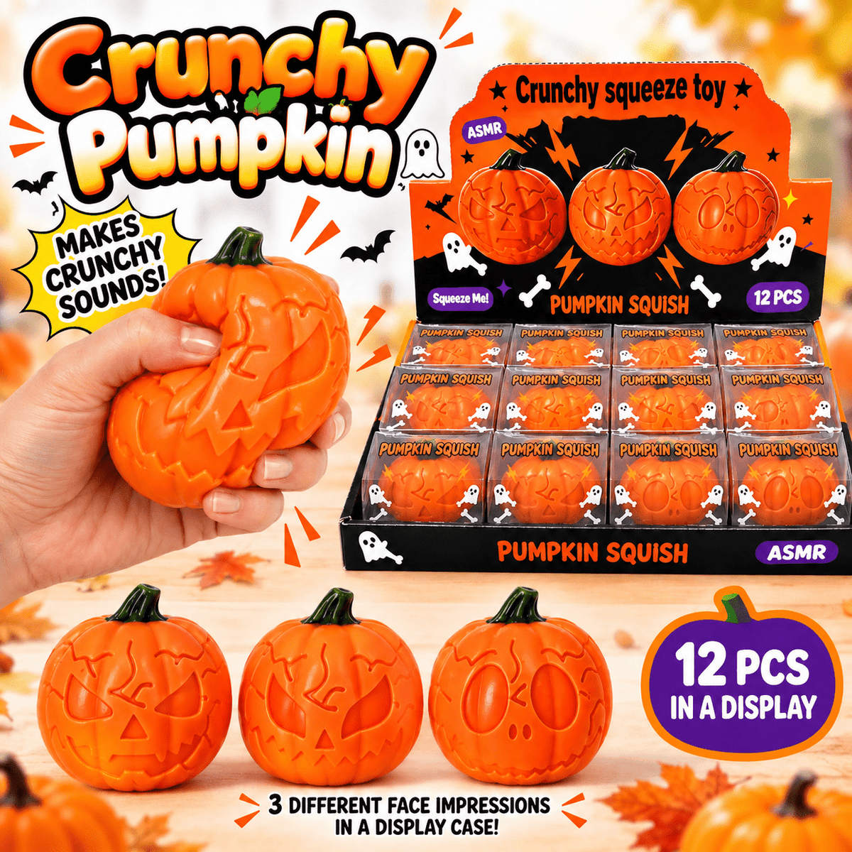 Crunchy Pumpkin ASMR Squishy (3 Face Styles) - The Sensory