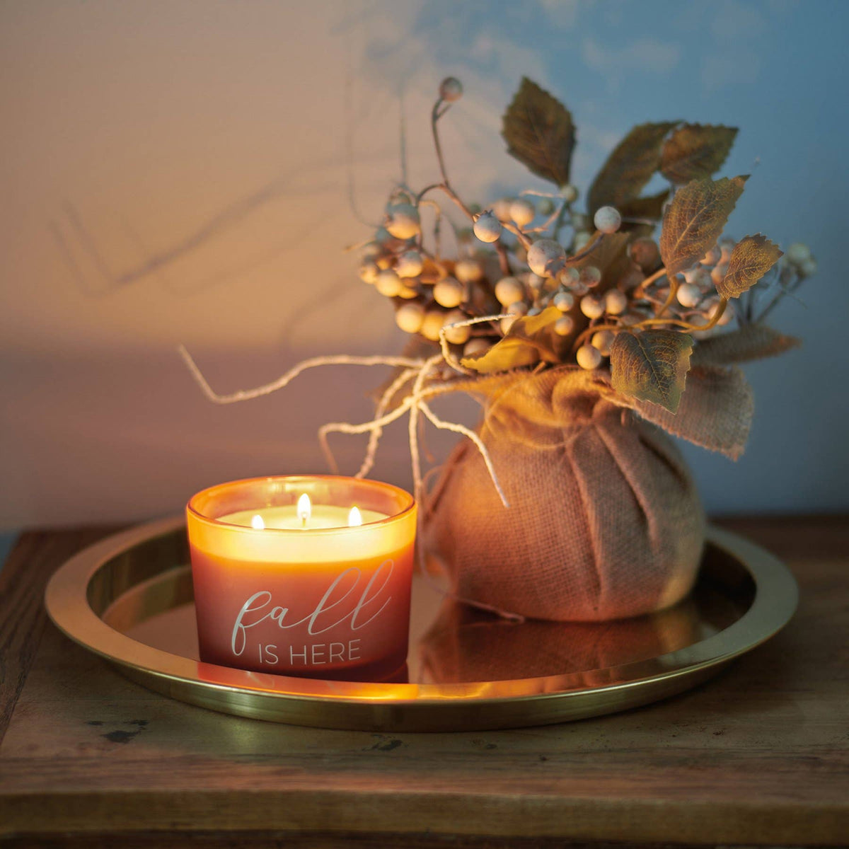 Candle Fall Is Here Three Wick Soy Wax Vetiver Scent Frosted Glass Gifts For Her - The Sensory