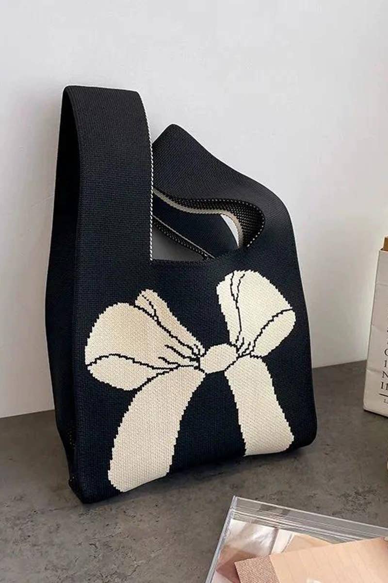 Bow Ribbon Knitted Knot Tote Bag - The Sensory