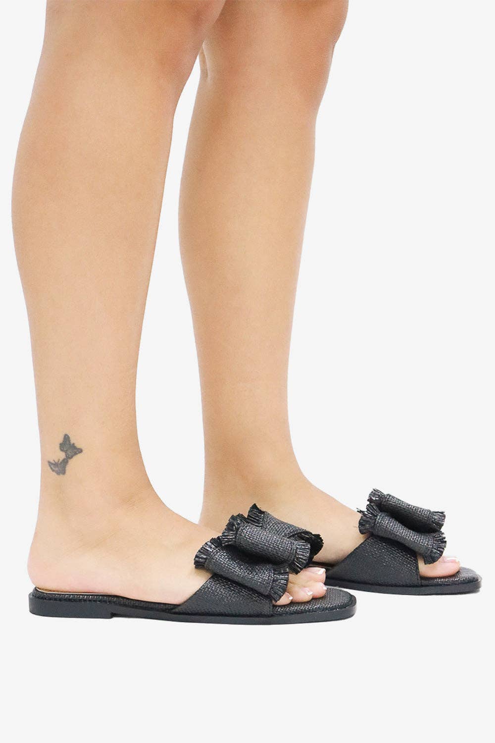 Sandals Raffia Bow Resort Stay Beachy Summer Flat Natural Tone