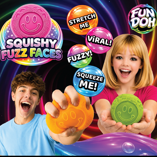 Fun Doh Fuzzy Face Squishy Sensory Toy Variety - 12/Display - The Sensory