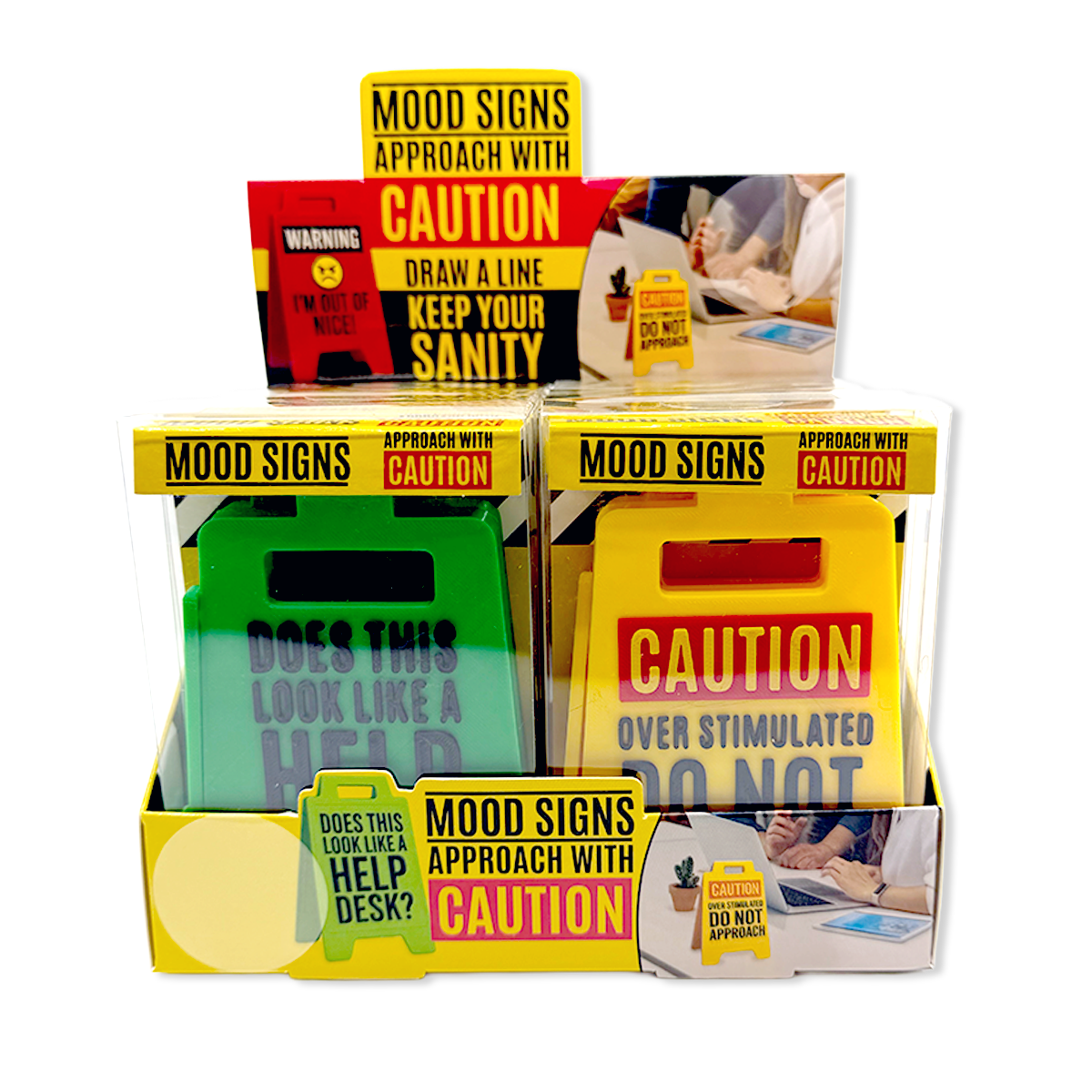 Standing 4.75" 3D Mood Caution Sign Assortment - 12/Display - The Sensory