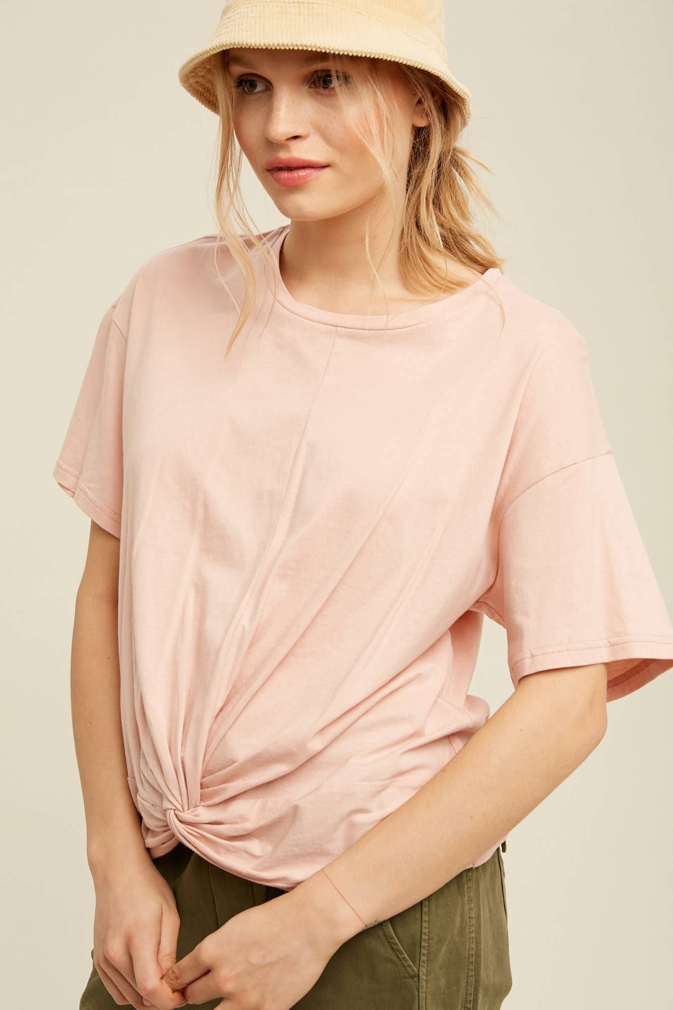 Dressy Twisted Tee Front Relaxed - Soft Cotton Jersey Modest Comfort