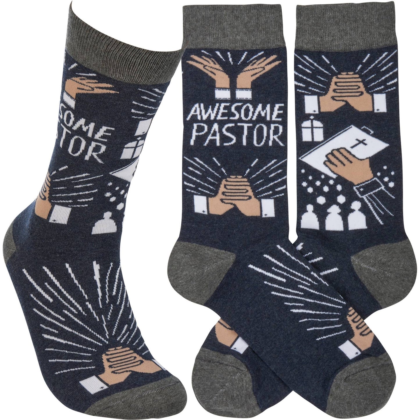 Pastor Socks Colorful Hand Illustrated Faith Based Gift For Her