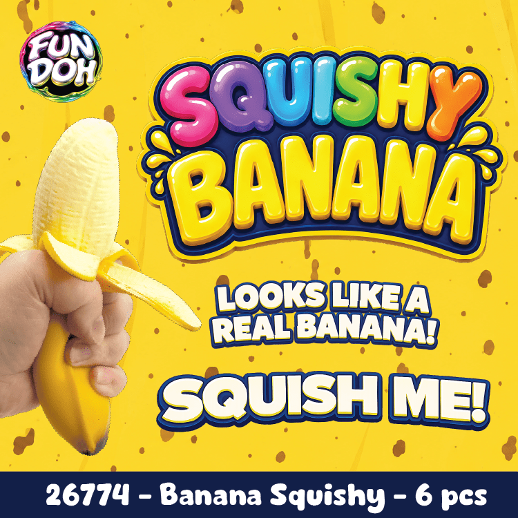 Fun Doh Squishy Banana Stress Relief Toy - 6/Display - The Sensory
