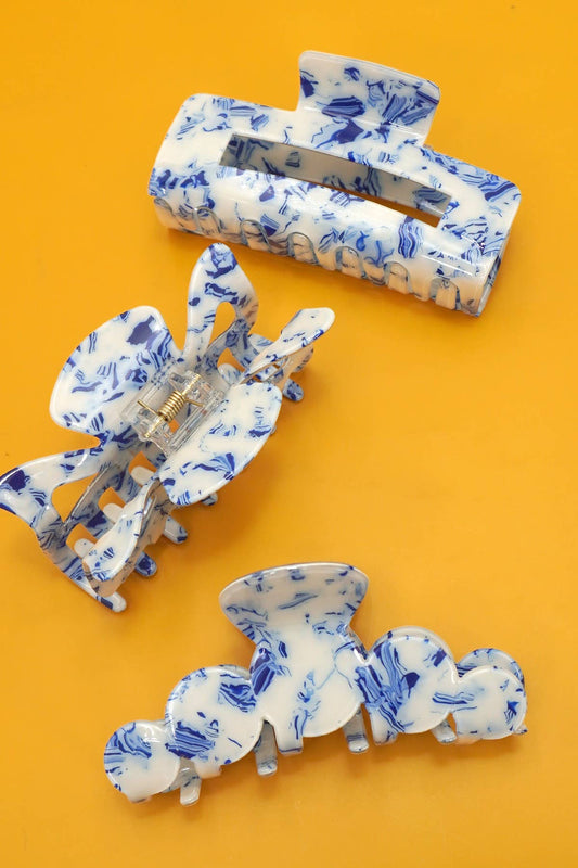 Hair Claw Clips Vintage Toile Pattern Porcelain Style Gift For Her