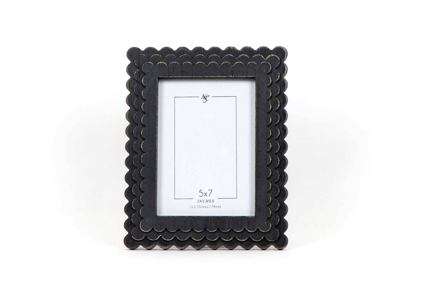 Photo Frame 5x7 Inch Scalloped Black Wood Southern Charm Christian Gifts